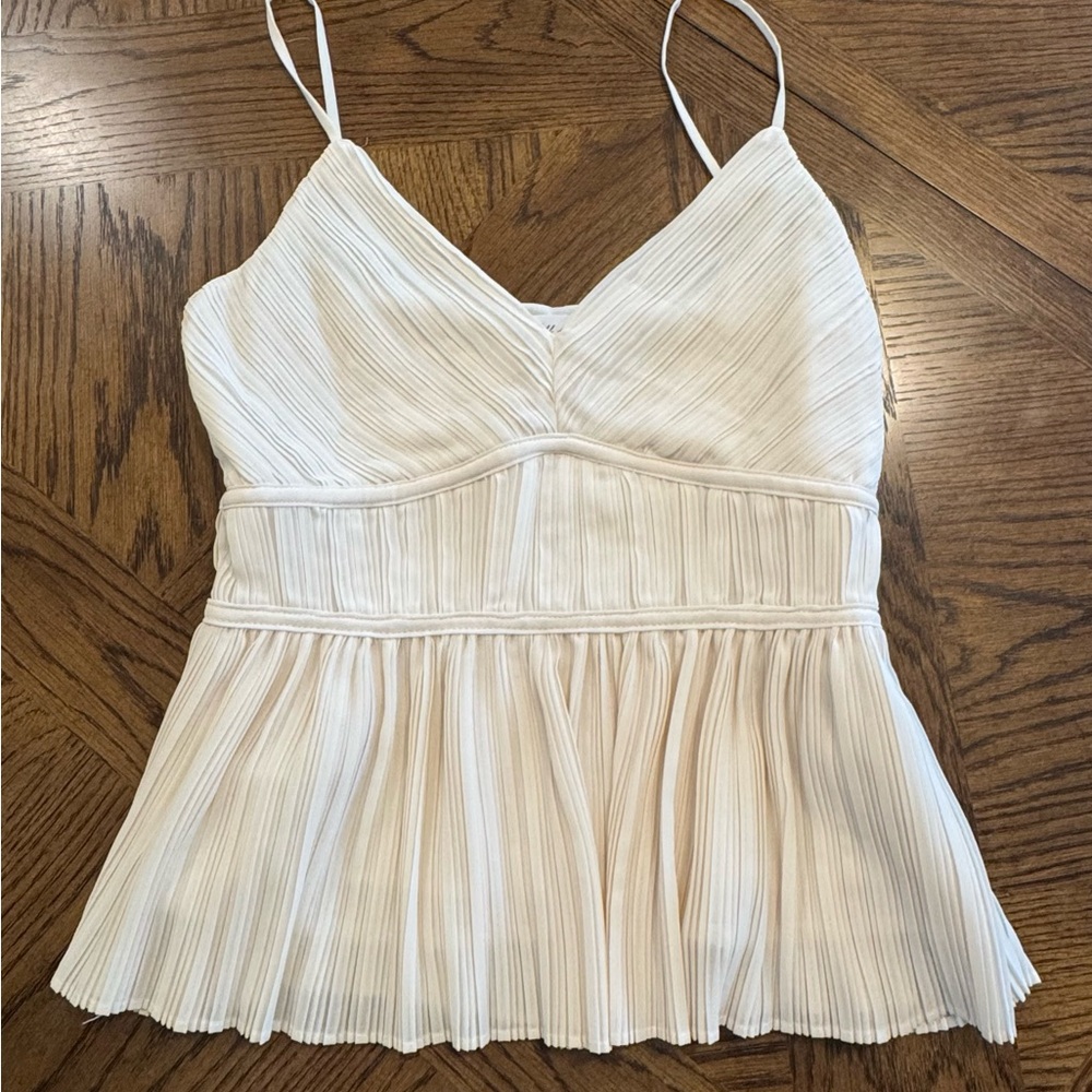 All in Favor Cream Pleated Camisole Top